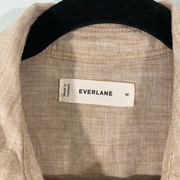 Everlane Men Tan 100% European Flax Linen Button Up Shirt Size M - Picture 4 of 8